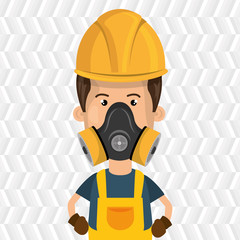 man worker mask gas vector illustration design