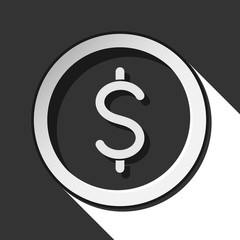 icon - dollar currency symbol with shadow