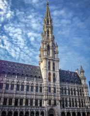 Fototapeta na wymiar Brussels’s Town Hall - Grand Place, Brussels, Belgium