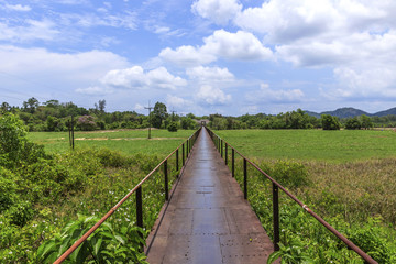 Fototapeta na wymiar Iron Bridge landmarks at Takuapa Phang Nga Province in south Thailand