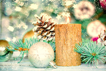 Fototapeta na wymiar Christmas decoration on abstract background,vintage filter,soft focus