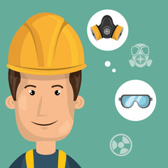 man worker equipment protection vector illustration design