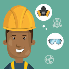 man worker equipment protection vector illustration design