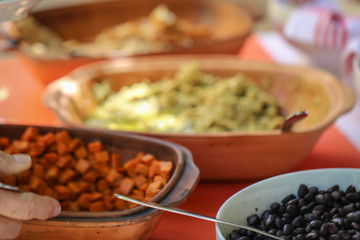 Food: Mexican buffet line