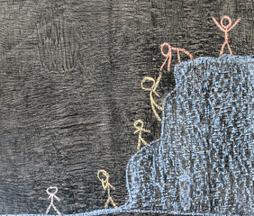 Team work for success, handwriting with chalk on blackboard
