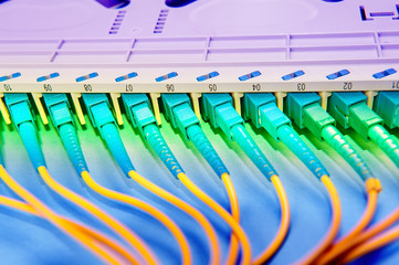 Fototapeta premium Technology center with fiber optic equipment
