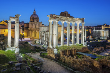 Fototapeta na wymiar Famous Ruins of Forum Romanum