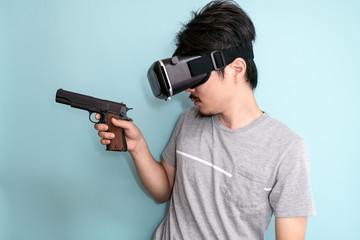VR, 銃を持つ男性