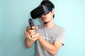 VR, 銃を持つ男性