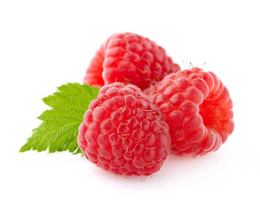 Raspberry with leaf