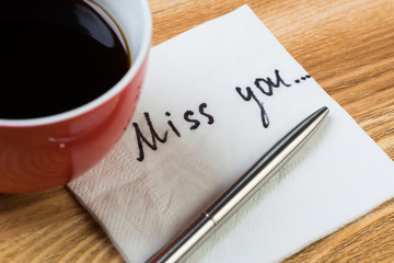 Romantic message written on napkin