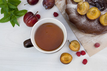 cup of tea and plum cake