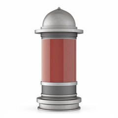 Advertising column isolated on white background. 3D illustration.