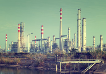 gas processing factory. landscape with gas and oil industry