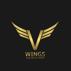 Wings V letter logo