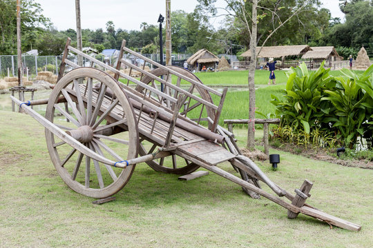wooden Thai wagon in garden park