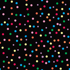 Fototapeta na wymiar colorful polka dot seamless pattern on black color background
