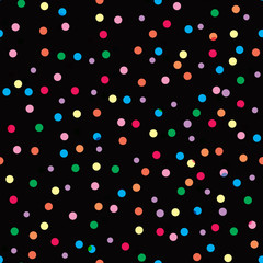 colorful polka dot seamless pattern on black color background