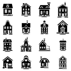 House icons set in simple style. Private residential architecture set collection vector illustration