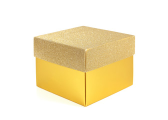 Gold paper box on white background