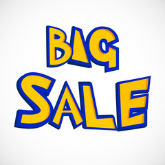 Bright design of Big Sale flyer. yellow with blue stroke text over white. comic cartoon style. sale discount promotion background . For retail business. Big sale in light summer colors.