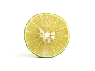 slice of fresh lemon that were cut in half isolated on white bac