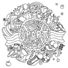 The composition of the sports doodle elements