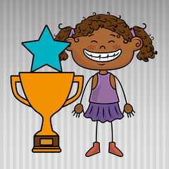 girl trophy star icon vector illustration design