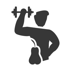 pear weight lifting man healthy lifestyle fitness silhouette icon. Flat and Isolated design. Vector illustration
