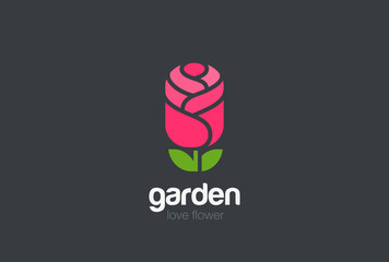 Rose Flower Logo geometric design vector. Garden Logotype