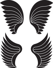 Obraz premium Two pair of black vector wings fo your design.