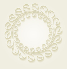 Unusual round vintage floral frame for your design with shadow.