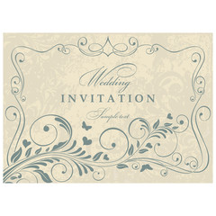 Invitation cards in an old-style beige and blue