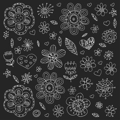 Vector pattern with flowers Doodle and zentangle