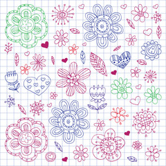 Vector pattern with flowers Doodle and zentangle