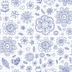 Vector pattern with flowers Doodle and zentangle
