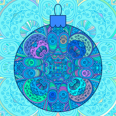 Blue decorative Christmas ball.