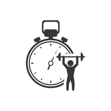 weight lifting chronometer healthy lifestyle fitness silhouette icon. Flat and Isolated design. Vector illustration