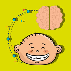 boy cartoon brain idea vector illustration design