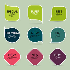Modern  sale  stickers collection. Collection of promo stickers