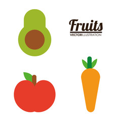 avocado carrot apple fruit healthy organic food icon. Colorful and flat design. Vector illustration