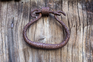 Authentic old doorsbell on doors in Ivan Dolac village, Hvar island, Croatia