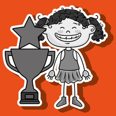 girl trophy star icon vector illustration design