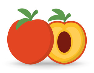 peach fruit healthy organic food icon. Colorful and flat design. Vector illustration