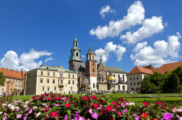 View of the Wawel cathedral and Wawel castle on the Wawel Hill, Krakow, Poland.