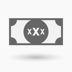 Isolated  bank note icon with  a XXX letter icon