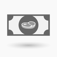 Isolated  bank note icon with  a steak icon