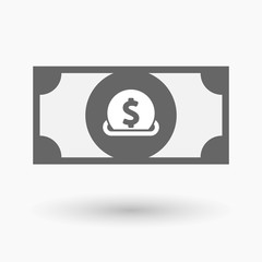 Isolated  bank note icon with  a dollar coin entering in a money