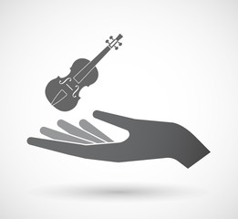 Isolated  offerign hand icon with  a violin