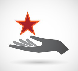 Isolated  offerign hand icon with  the red star of communism ico